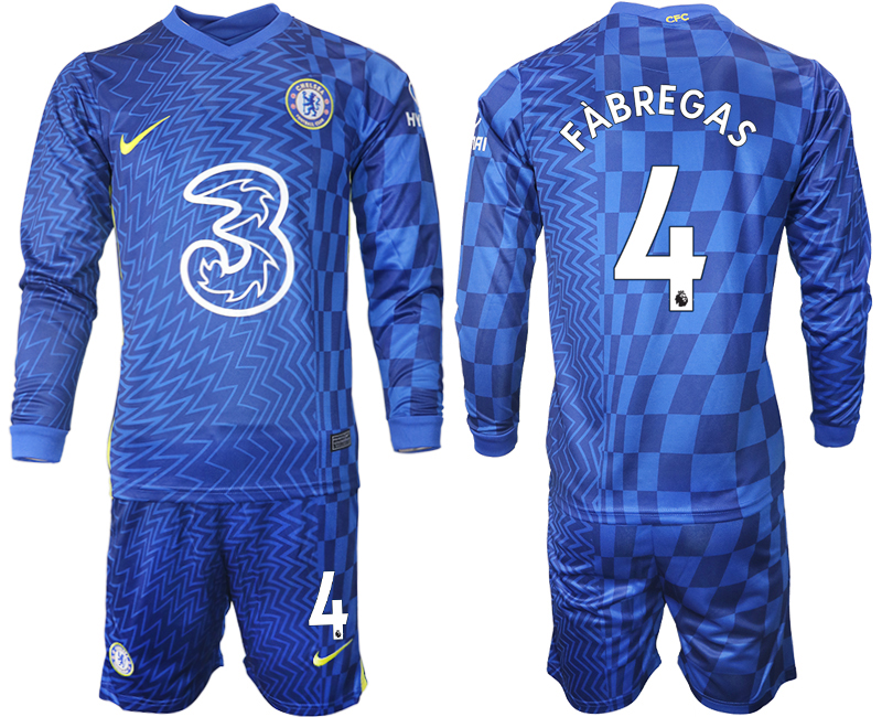 Men 2021-2022 Club Chelsea home blue Long Sleeve #4 Soccer Jersey->chelsea jersey->Soccer Club Jersey